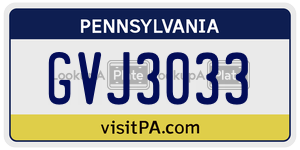 GVJ3033 license plate in Pennsylvania