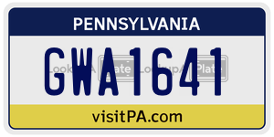 GWA1641 license plate in Pennsylvania