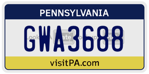 GWA3688  license plate in PA
