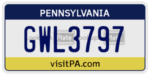 GWL3797  license plate in PA