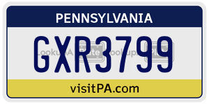 GXR3799  license plate in PA