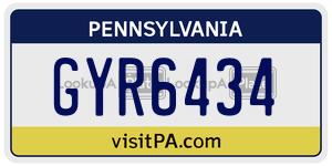 GYR6434 license plate in Pennsylvania