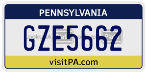 GZE5662  license plate in PA