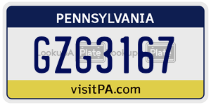 GZG3167  license plate in PA