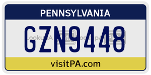 GZN9448 license plate in Pennsylvania
