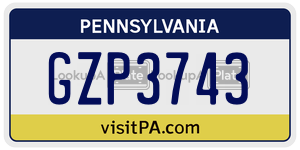GZP3743  license plate in PA