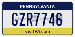 GZR7746  license plate in PA