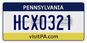 HCX0321 license plate in Pennsylvania
