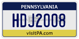 HDJ2008 license plate in Pennsylvania