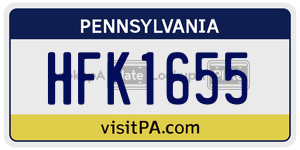 HFK1655  license plate in PA