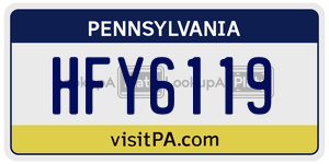HFY6119  license plate in PA