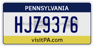 HJZ9376 license plate in Pennsylvania