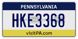 HKE3368 license plate in Pennsylvania