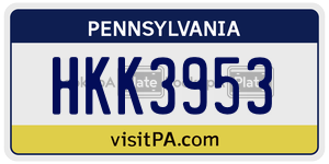 HKK3953  license plate in PA