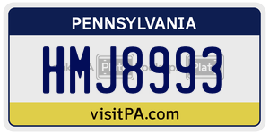 HMJ8993  license plate in PA