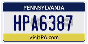 HPA6387 license plate in Pennsylvania