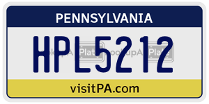 HPL5212  license plate in PA