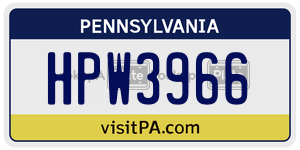 HPW3966  license plate in PA