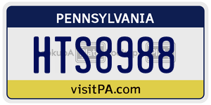 HTS8988 license plate in Pennsylvania