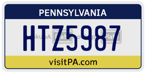HTZ5987 license plate in Pennsylvania