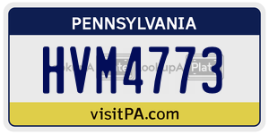 HVM4773 license plate in Pennsylvania