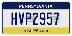HVP2957  license plate in PA