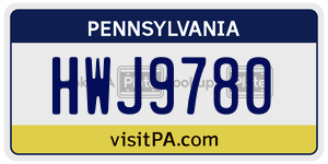 HWJ9780 license plate in Pennsylvania