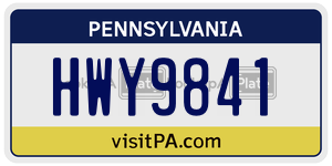 HWY9841 license plate in Pennsylvania