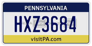 HXZ3684  license plate in PA