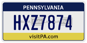 HXZ7874 license plate in Pennsylvania
