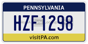 HZF1298 license plate in Pennsylvania