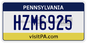 HZM6925 license plate in Pennsylvania
