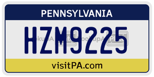 HZM9225 license plate in Pennsylvania