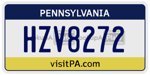 HZV8272  license plate in PA