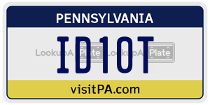 ID10T  license plate in PA