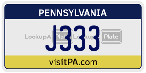 J333  license plate in PA