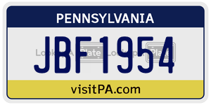 JBF1954 license plate in Pennsylvania