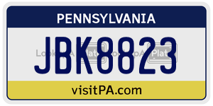 JBK8823  license plate in PA