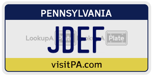 JDEF license plate in Pennsylvania