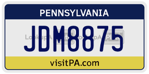 JDM8875 license plate in Pennsylvania
