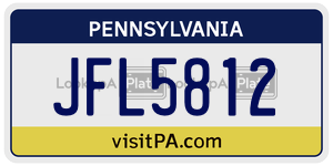 JFL5812 license plate in Pennsylvania