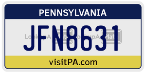 JFN8631  license plate in PA