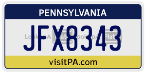 JFX8343  license plate in PA