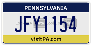 JFY1154  license plate in PA