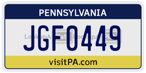 JGF0449 license plate in Pennsylvania
