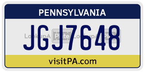 JGJ7648  license plate in PA