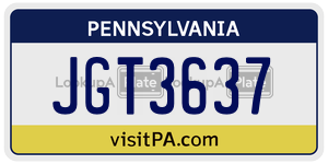 JGT3637 license plate in Pennsylvania