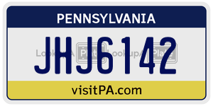 JHJ6142 license plate in Pennsylvania