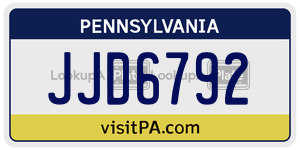 JJD6792 license plate in Pennsylvania