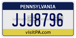 JJJ8796  license plate in PA